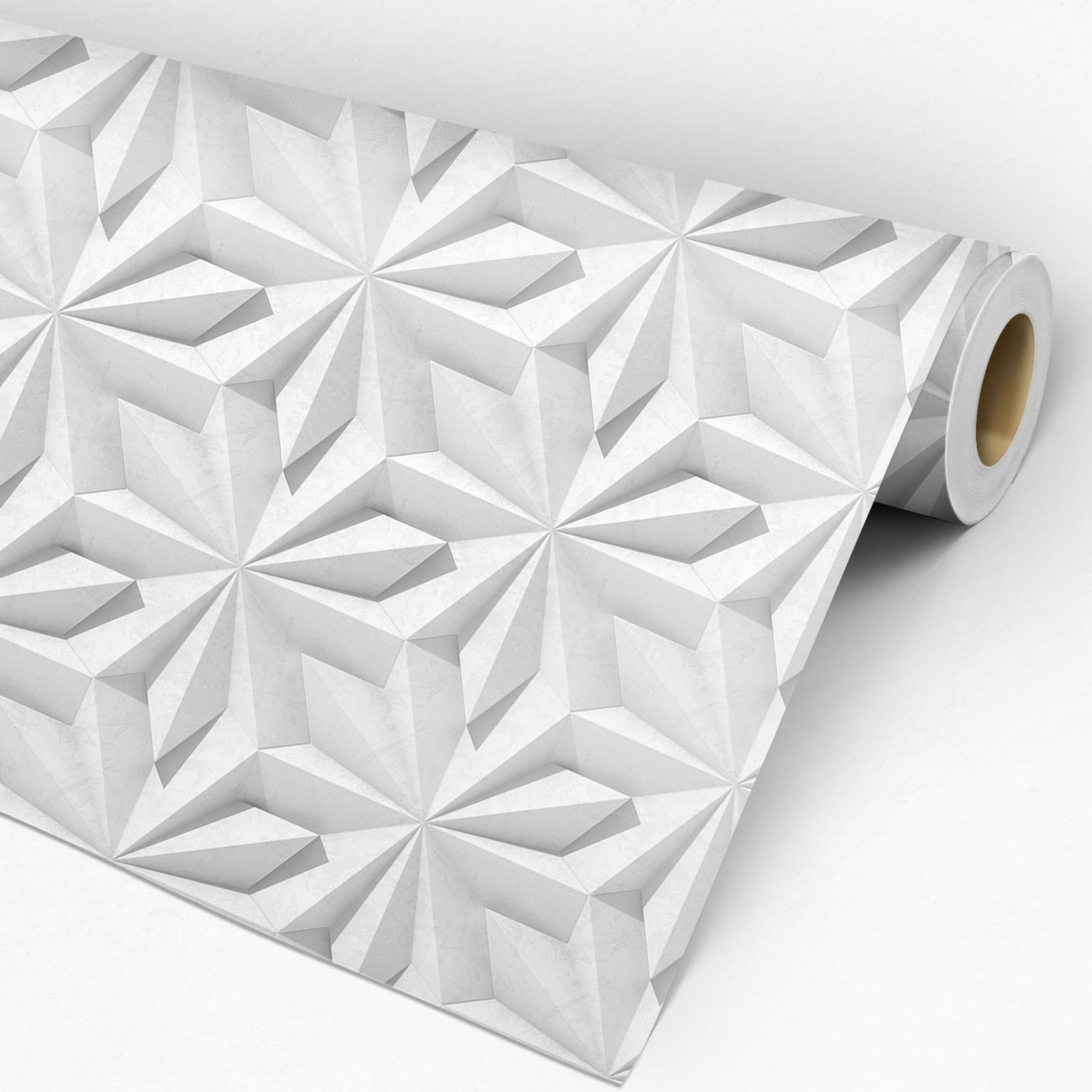Papel de Parede Adesivo 3D Cinza e Branco Flor