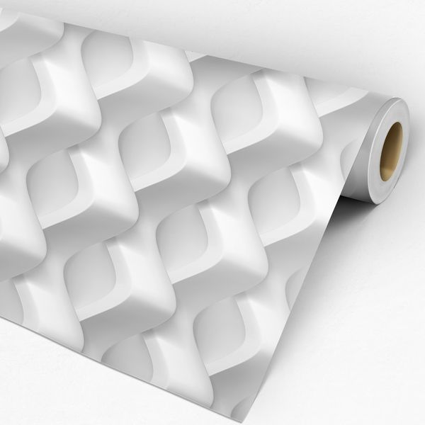 Papel de Parede Adesivo 3D Branco e Cinza Waves