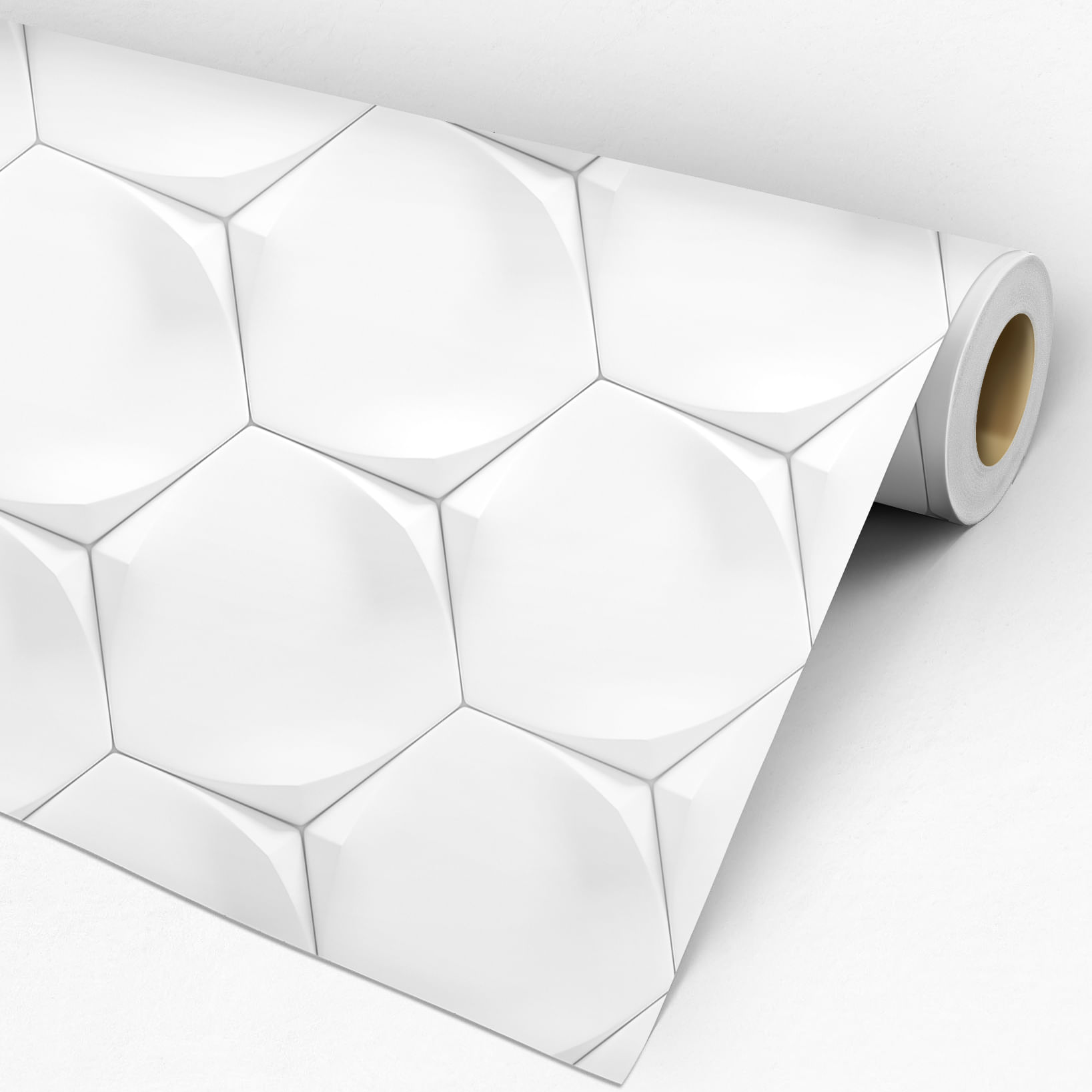 Papel de Parede Adesivo 3D Cinza e Branco Polygon