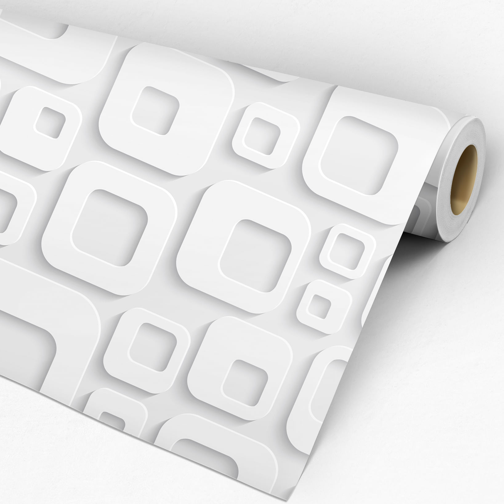 Papel de Parede Adesivo 3D Cinza e Branco Quadrados