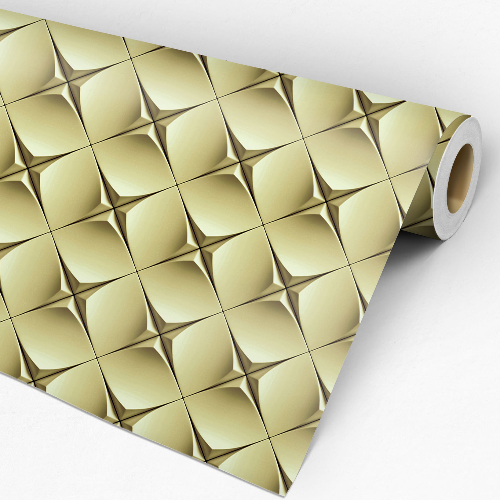 Papel de Parede Adesivo Geométrico 3D Losangos Verde