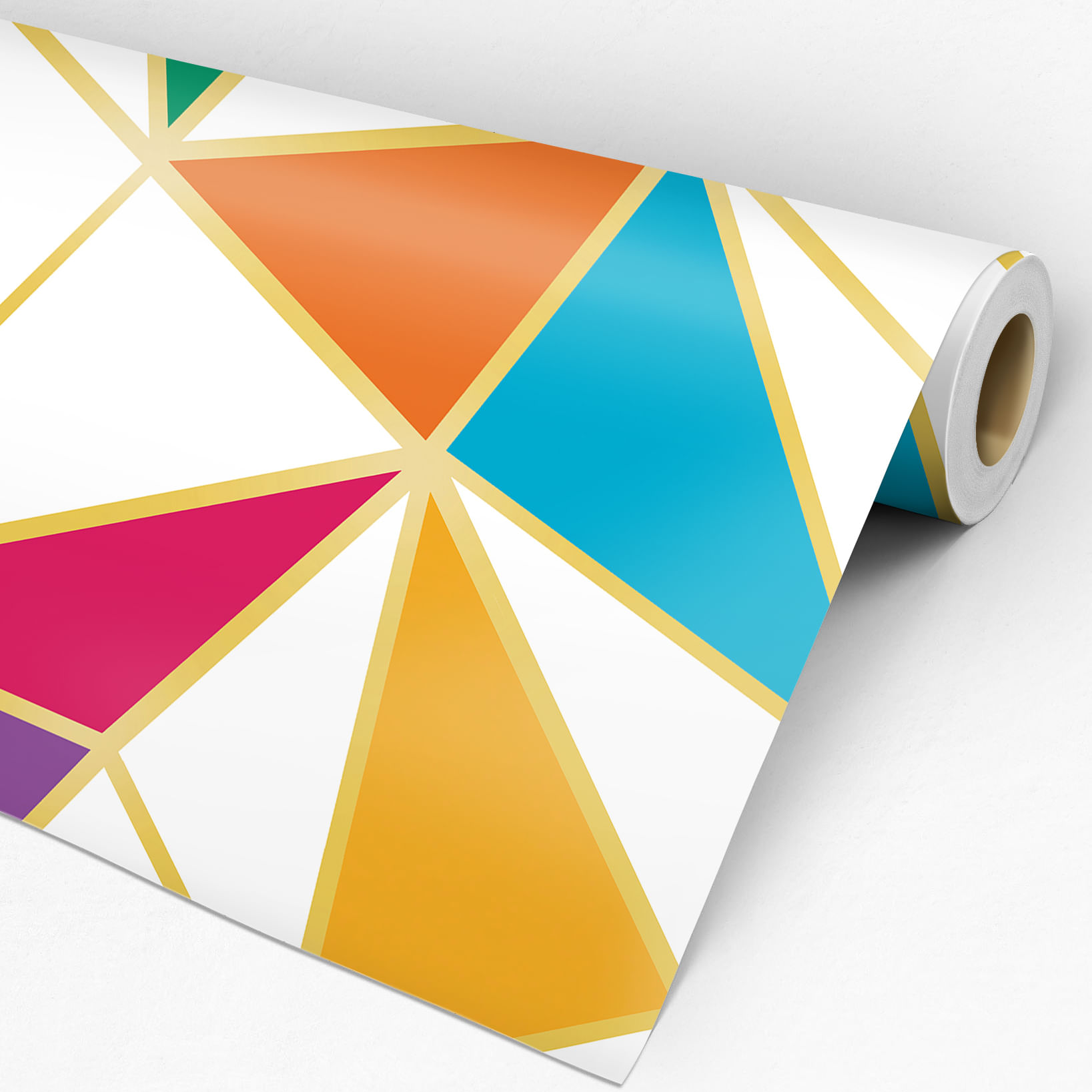 Papel de Parede Adesivo Geométrico Triângulos Zara Colorido