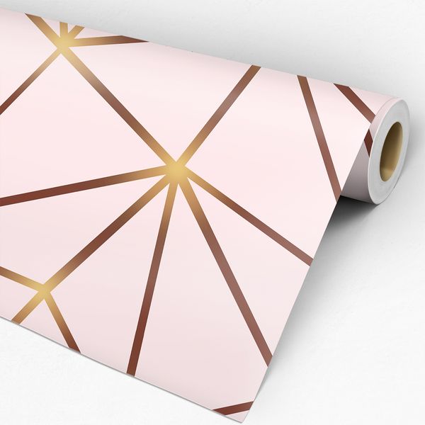 Papel de Parede Adesivo Geométrico Triângulos Zara Rosa e Marrom