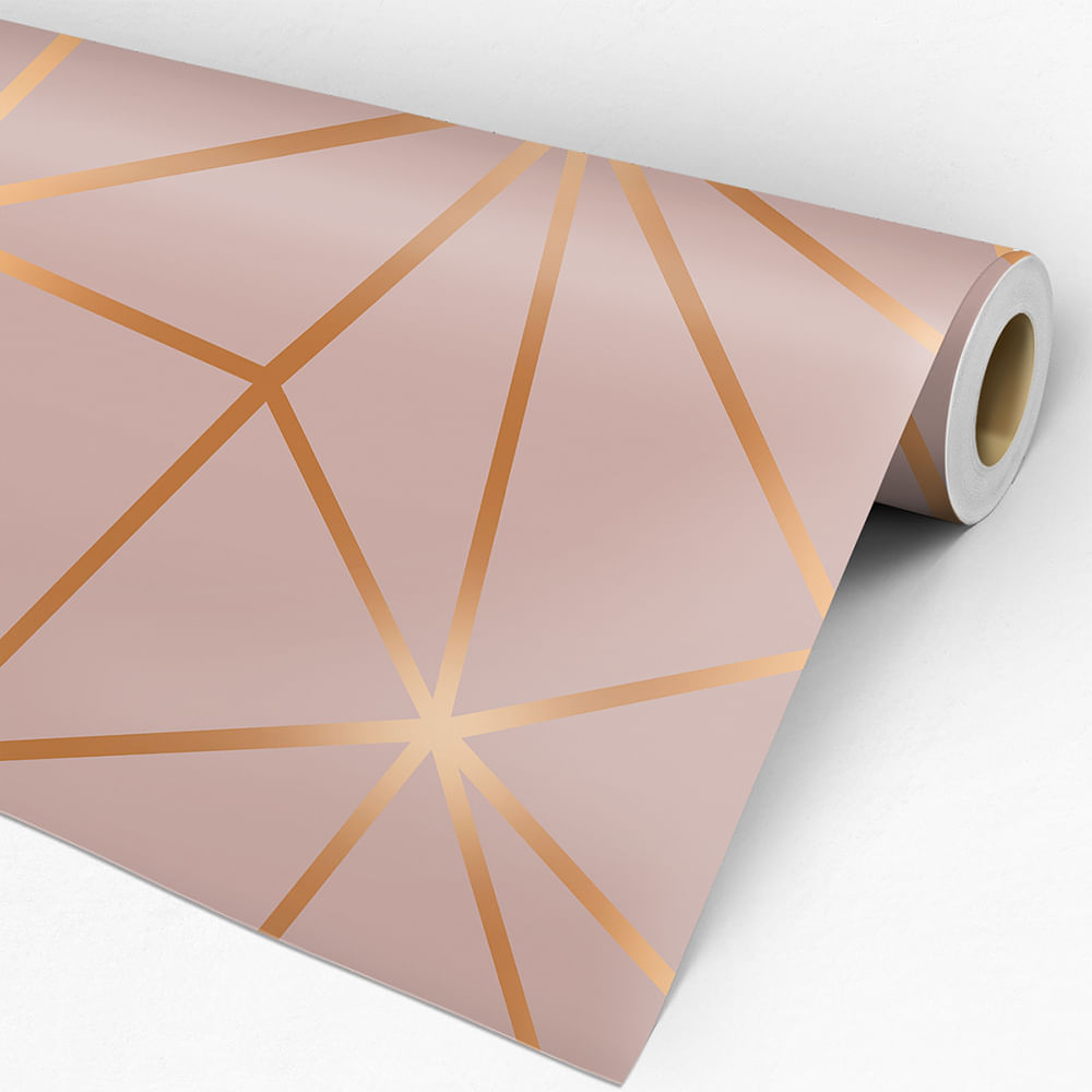 Papel de Parede Adesivo Geométrico Triângulos Zara Rose Gold