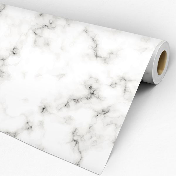 Papel de Parede Adesivo Textura Mármore Carrara Branco