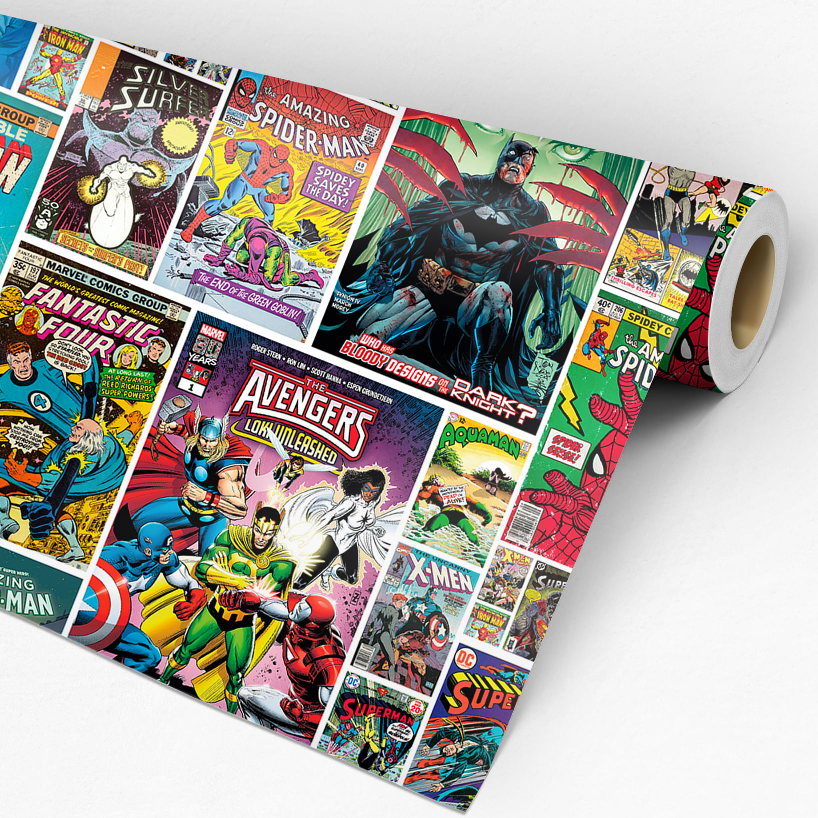 Papel Adesivo Quadrinhos Marvel e DC